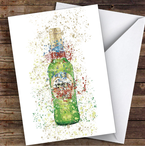 WaterColor Splatter Dutch Lager Bottle Any Occasion Personalized Birthday Card