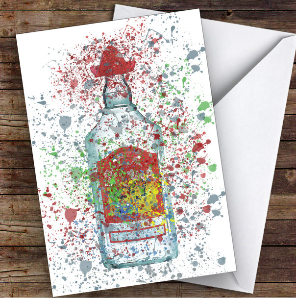 WaterColor Splatter Clear Mexican Tequila Bottle Personalized Birthday Card