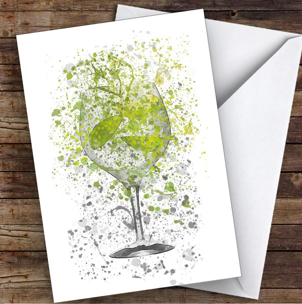 WaterColor Splatter Gin & Tonic With Lime Glass Personalized Birthday Card