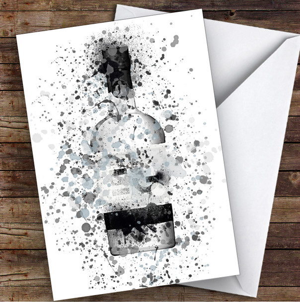 WaterColor Splatter Scottish Silver Gin Bottle Personalized Birthday Card