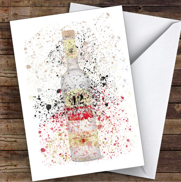 WaterColor Splatter Greek Anise Liqueur Bottle Personalized Birthday Card