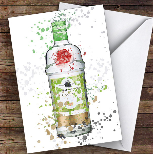 WaterColor Splatter Rangpur Lime Gin Bottle Personalized Birthday Card