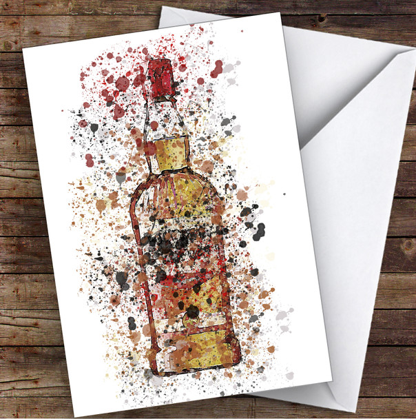WaterColor Splatter Southern Whiskey Bottle Personalized Birthday Card