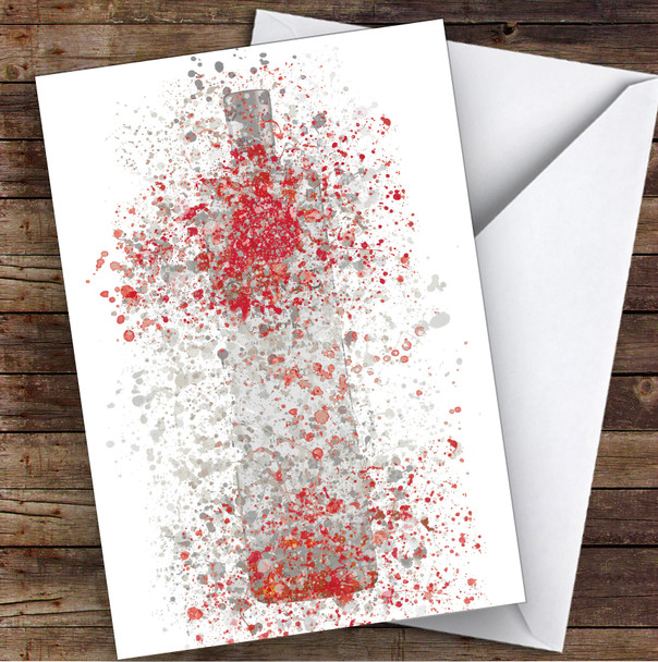 WaterColor Splatter French Frost Vodka Bottle Red Berry Birthday Card