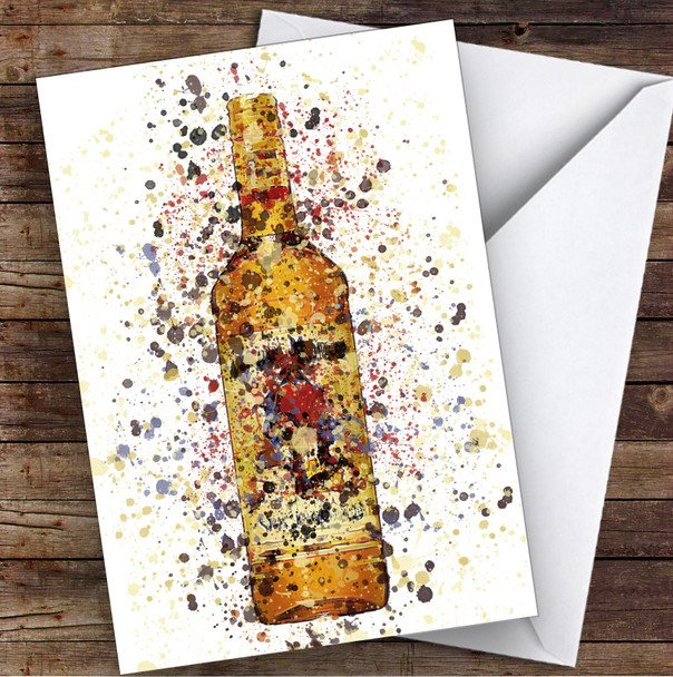 WaterColor Splatter Honey Spice Rum Bottle Personalized Birthday Card