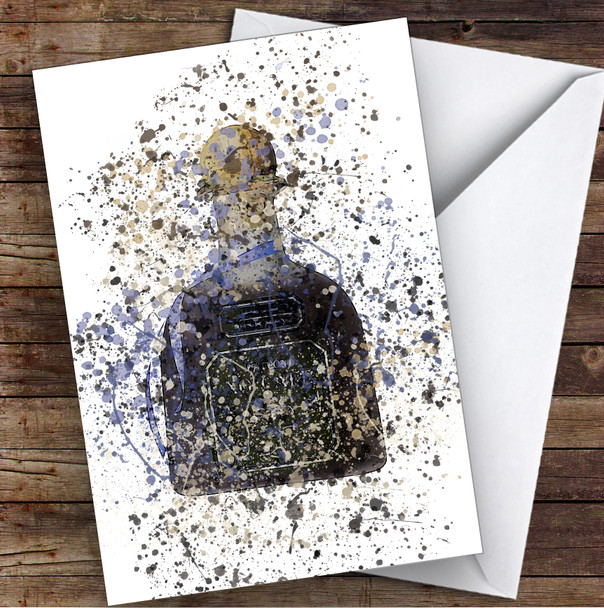 WaterColor Splatter Coffee Tequila Bottle Personalized Birthday Card