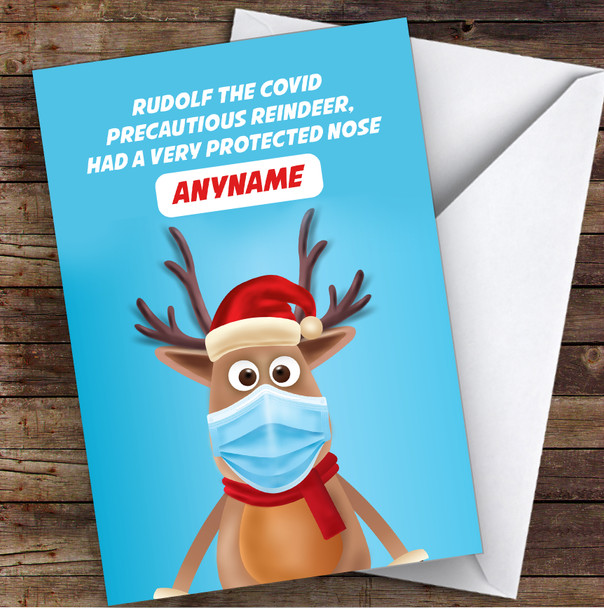 Funny Corona Rudolf The Covid Precautious Reindeer Lockdown Christmas Card