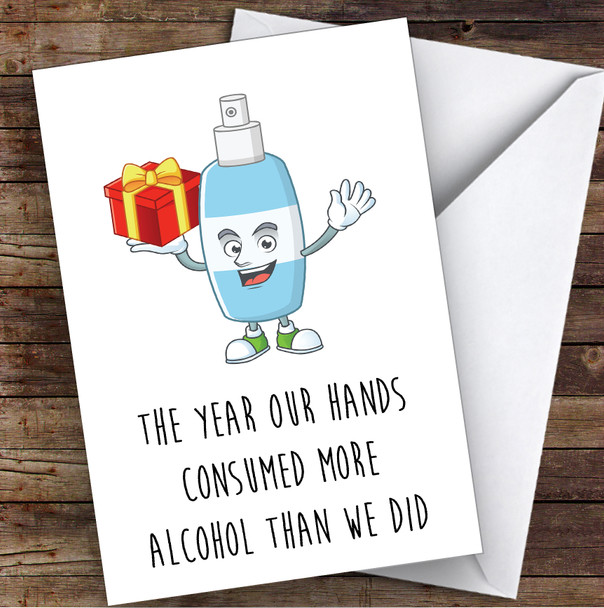 Funny Corona Hand Sanitiser Alcohol Lockdown Personalized Christmas Card
