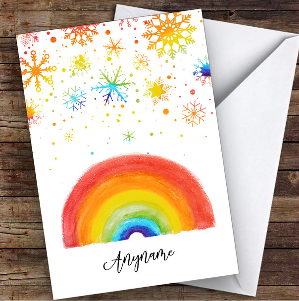 Rainbow Snow Hope & Love At Christmas Joke Personalized Christmas Card