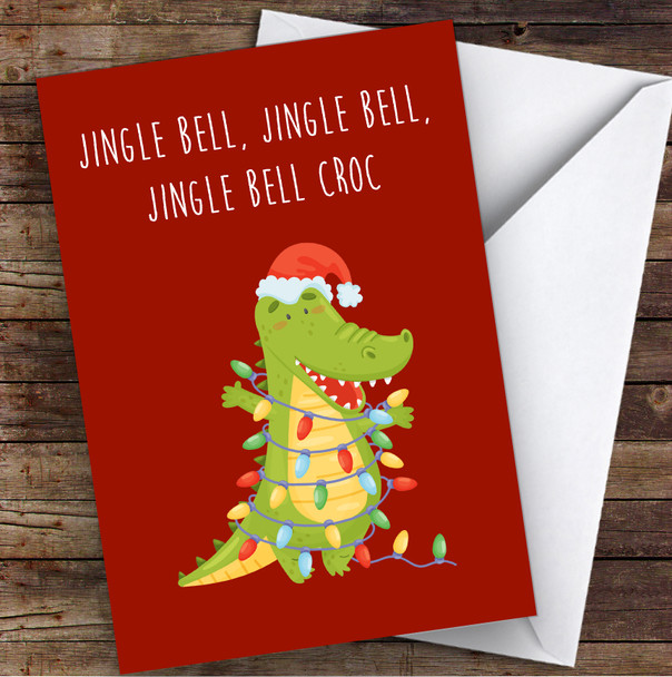 Funny Jingle Crocodile Joke Personalized Christmas Card