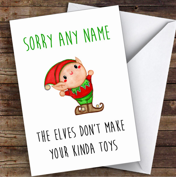 Funny Rude Elves Toys Joke Personalized Christmas Card