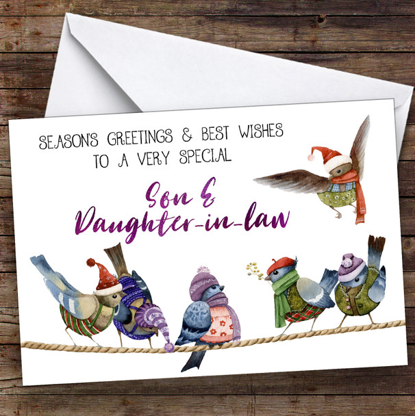 Cute Birds Very Special Son & Daughter-In-Law Personalized Christmas Card Cute Birds Very Special Son & Daughter-In-Law Personalized Christmas Card
