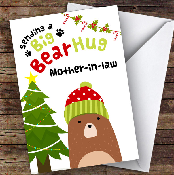 Mother In Law Sending A Big Bear Hug Personalized Christmas Card