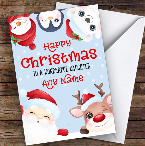 Cute Christmas Characters Daughter Personalized Christmas Card