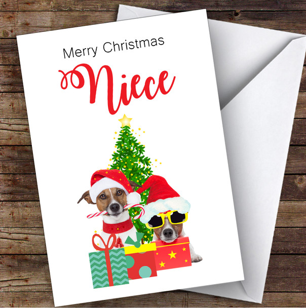 Niece Christmas Party Dogs Personalized Christmas Card