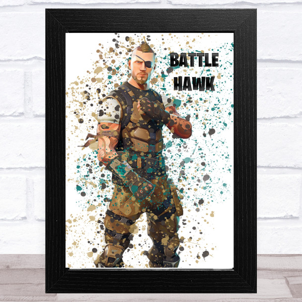 Splatter Art Gaming Fortnite Battle Hawk Kid's Room Children's Wall Art Print