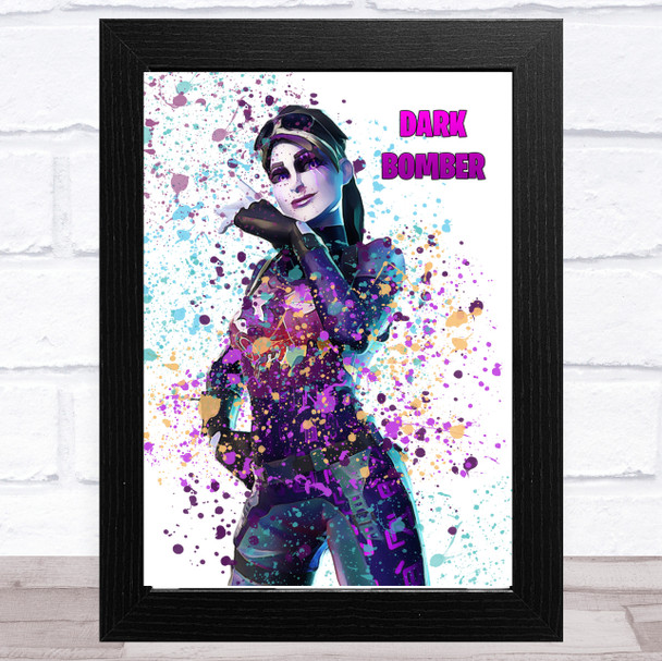 Splatter Art Gaming Fortnite Dark Bomber Kid's Room Children's Wall Art Print