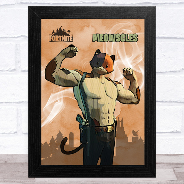 Meowscles Gaming Comic Style Kids Fortnite Skin Children's Wall Art Print