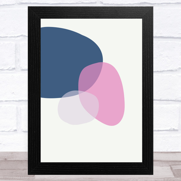 Navy Blue And Pink Circles Abstract Style 3 Wall Art Print