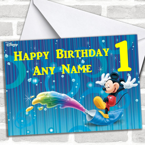 Blue Mickey Mouse Personalized Birthday Card