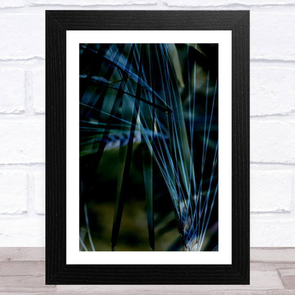 Blue Dry Palm Leaf Abstract Wall Art Print