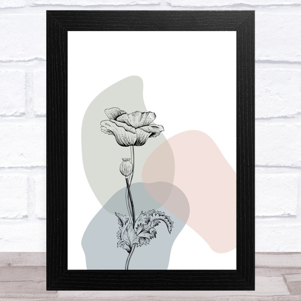Flower On Abstract Shapes Wall Art Print