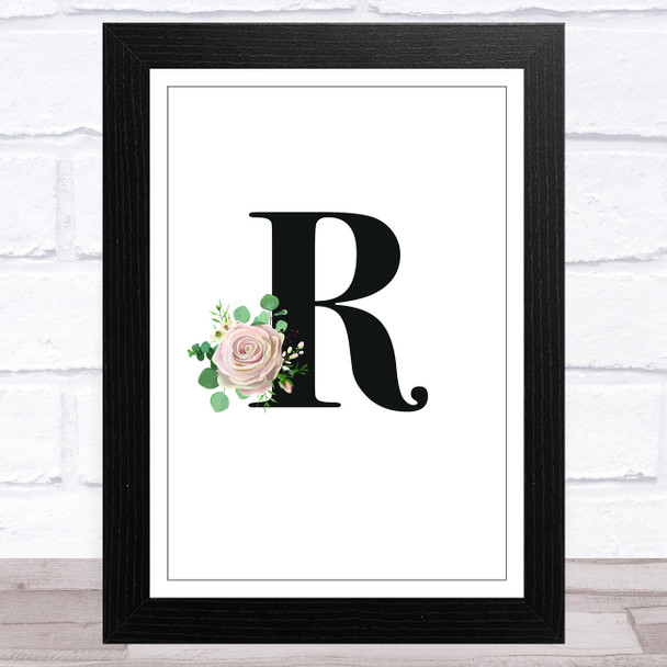 Initial Letter R With Flowers Wall Art Print