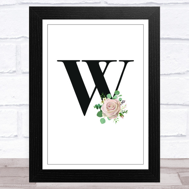 Initial Letter W With Flowers Wall Art Print Initial Letter W With Flowers Wall Art Print