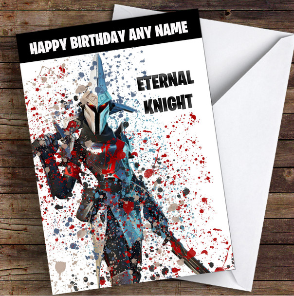Splatter Art Gaming Fortnite Eternal Knight Kid's Children's Personalized Birthday Card