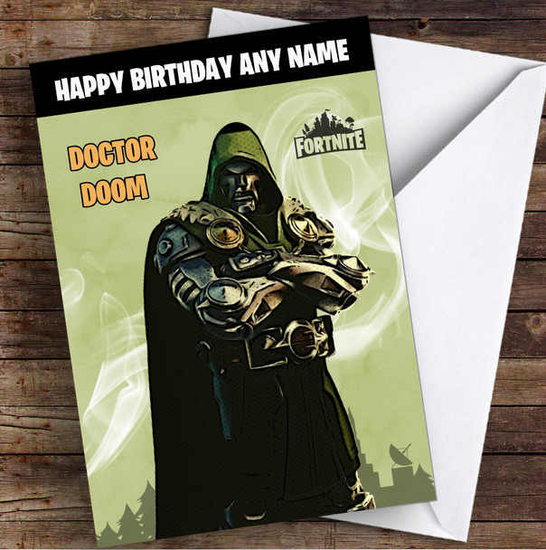 Doctor Doom Gaming Comic Style Kids Fortnite Skin Children's Personalized Birthday Card
