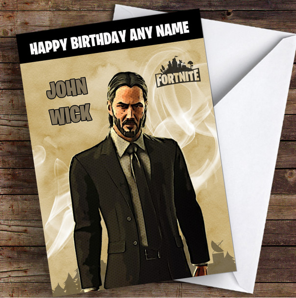 John Wick Gaming Comic Style Kids Fortnite Skin Children's Personalized Birthday Card