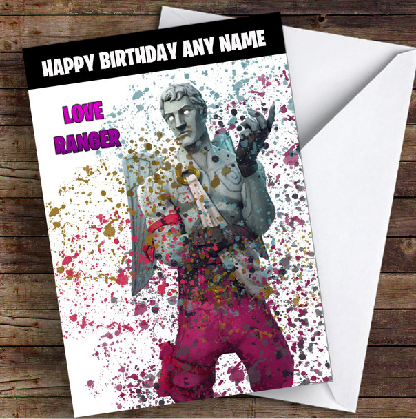 Splatter Art Gaming Fortnite Love Ranger Kid's Children's Personalized Birthday Card