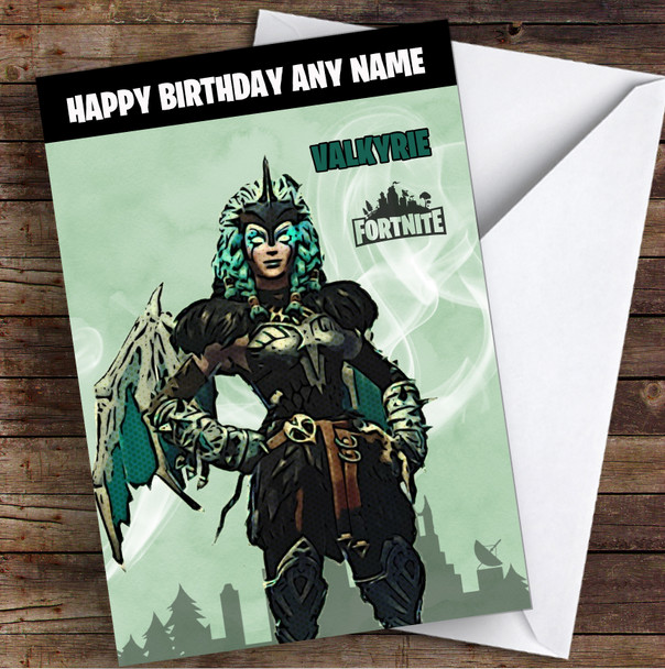 Valkyrie Gaming Comic Style Kids Fortnite Skin Children's Personalized Birthday Card