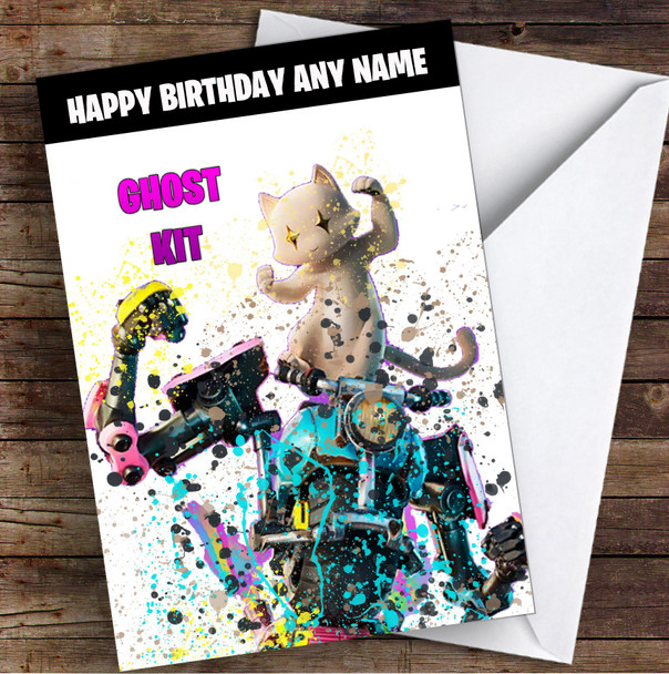 Splatter Art Gaming Fortnite Ghost Kit Kid's Children's Personalized Birthday Card