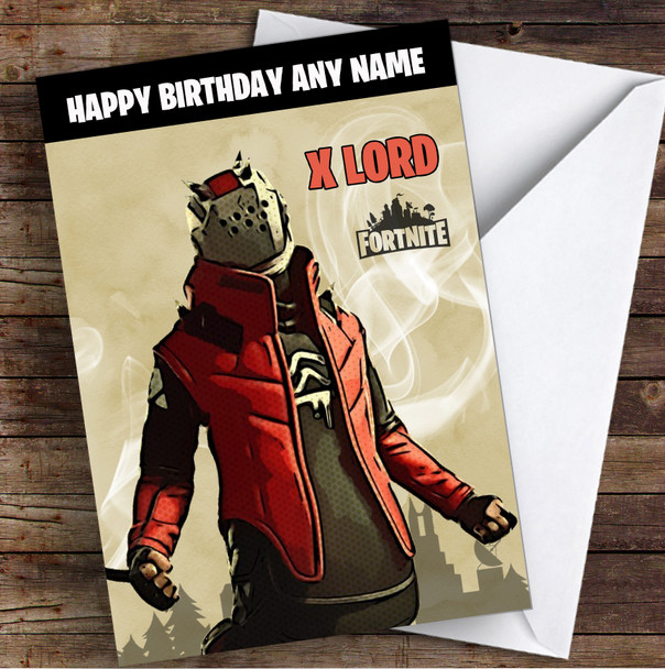 X Lord Gaming Comic Style Kids Fortnite Skin Children's Personalized Birthday Card
