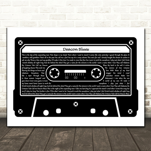 Steely Dan Deacon Blues Black & White Music Cassette Tape Song Lyric Music Art Print