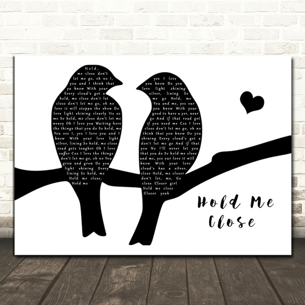 David Essex Hold Me Close Lovebirds Black & White Song Lyric Music Art Print