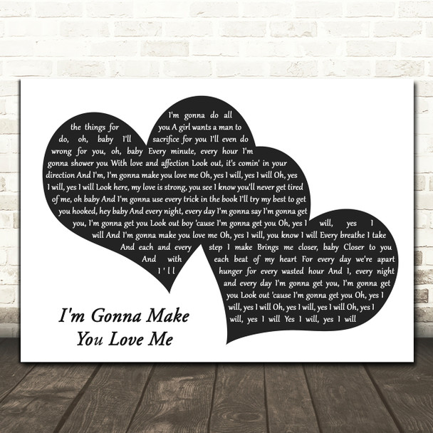 Diana Ross, The Temptations I'm Gonna Make You Love Me Landscape Black & White Two Hearts Song Lyric Music Art Print