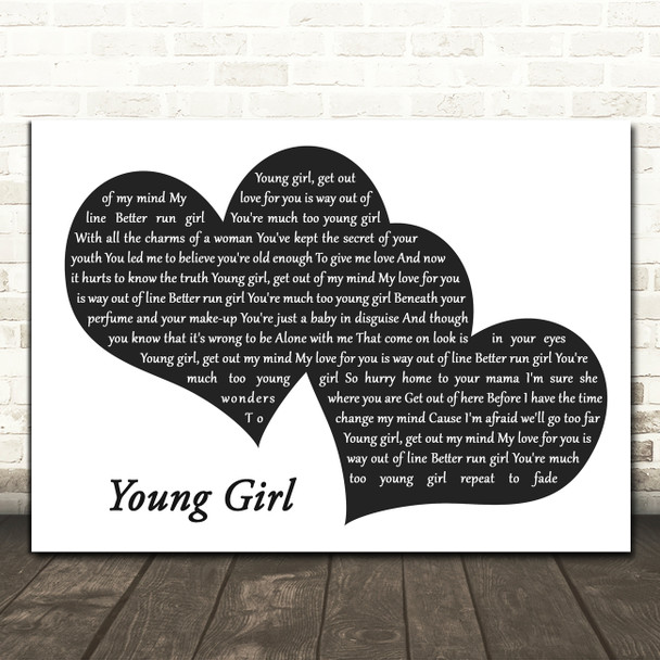 Gary Puckett & The Union Gap Young Girl Landscape Black & White Two Hearts Song Lyric Music Art Print