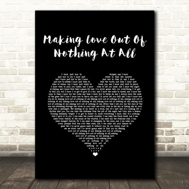 Air Supply Making Love Out Of Nothing At All Black Heart Song Lyric Music Art Print