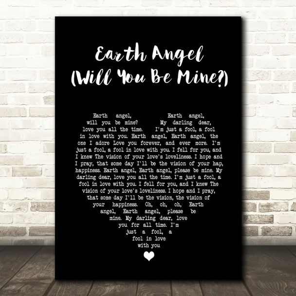 Marvin Berry, Harry Waters Jr. Earth Angel Will You Be Mine Black Heart Song Lyric Music Art Print