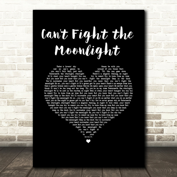 LeAnn Rimes Can't Fight the Moonlight Black Heart Song Lyric Music Art Print