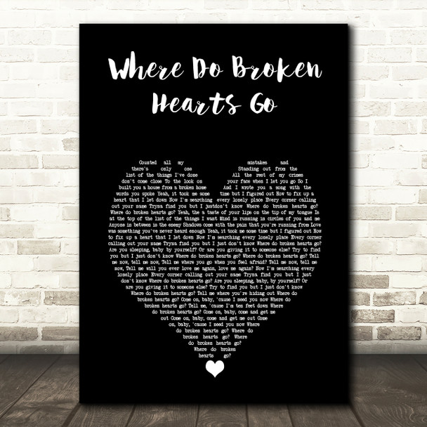 One Direction Where Do Broken Hearts Go Black Heart Song Lyric Music Art Print