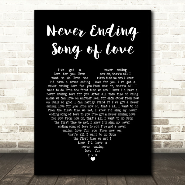 The New Seekers Never Ending Song of Love Black Heart Song Lyric Music Art Print