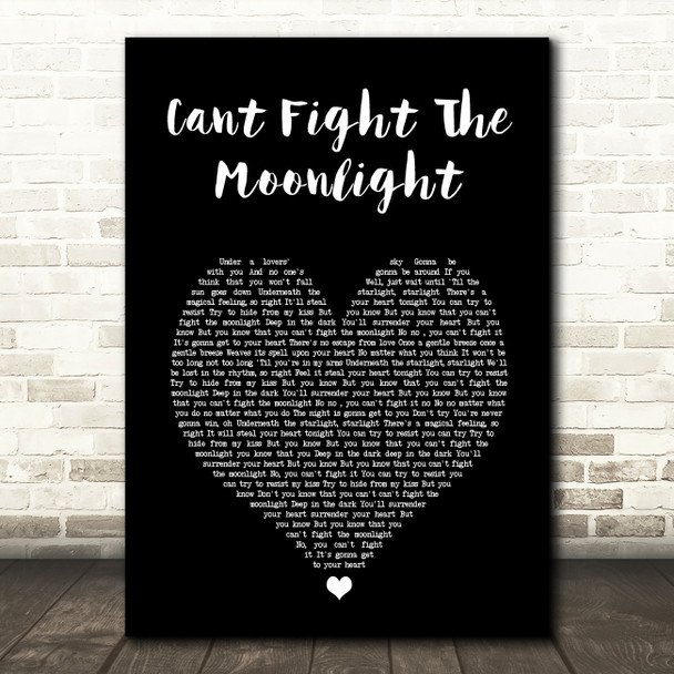 LeAnn Rimes Cant Fight The Moonlight Black Heart Song Lyric Music Art Print