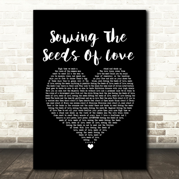 Tears For Fears Sowing The Seeds Of Love Black Heart Song Lyric Music Art Print