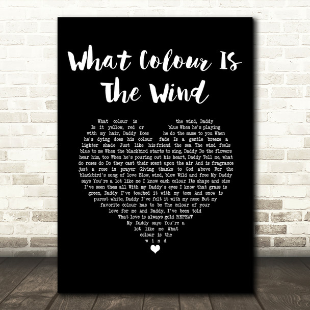 Charlie Landsborough What Colour Is The Wind Black Heart Song Lyric Music Art Print
