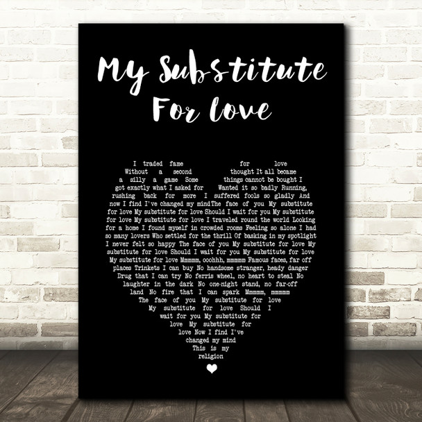 Madonna No Substitute For Love Black Heart Song Lyric Music Art Print