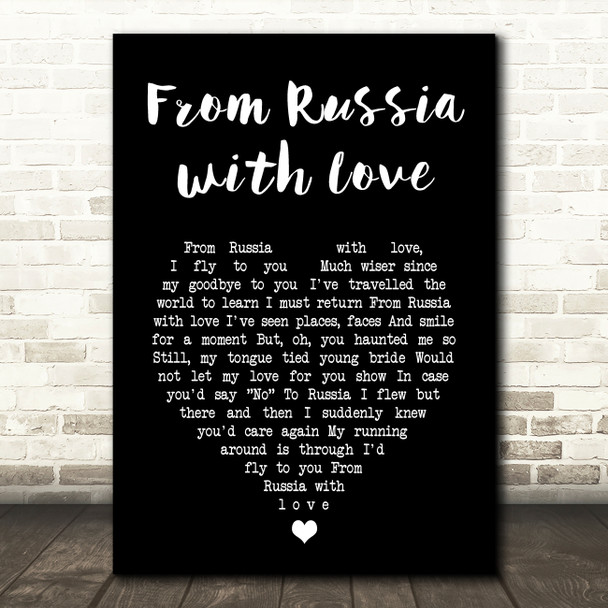 Matt Monro From Russia with Love Black Heart Song Lyric Music Art Print