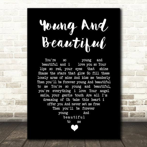 Elvis Presley Young And Beautiful Black Heart Song Lyric Music Art Print